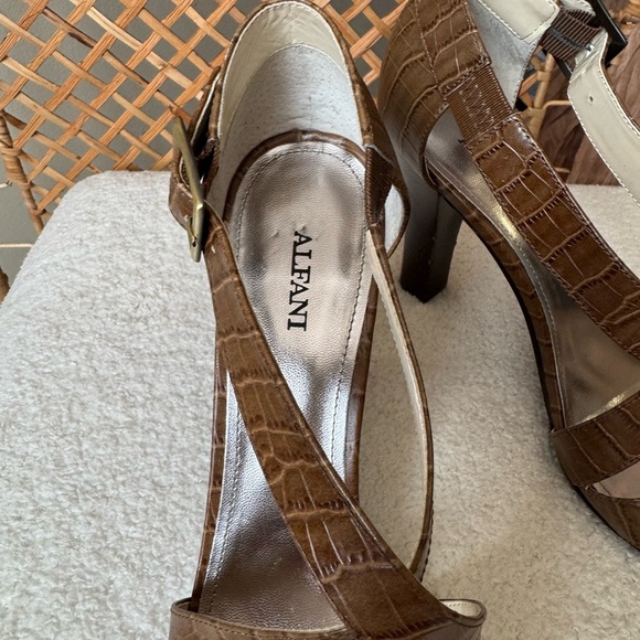 Alfani Croc-Embossed Brown Sandals - Picture 3 of 13